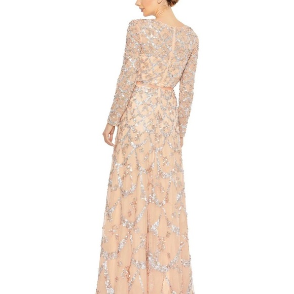 Mac Duggal  5496 NWT EMBELLISHED ILLUSION HIGH NECK LONG SLEEVE A LINE GOWN - Picture 2 of 6